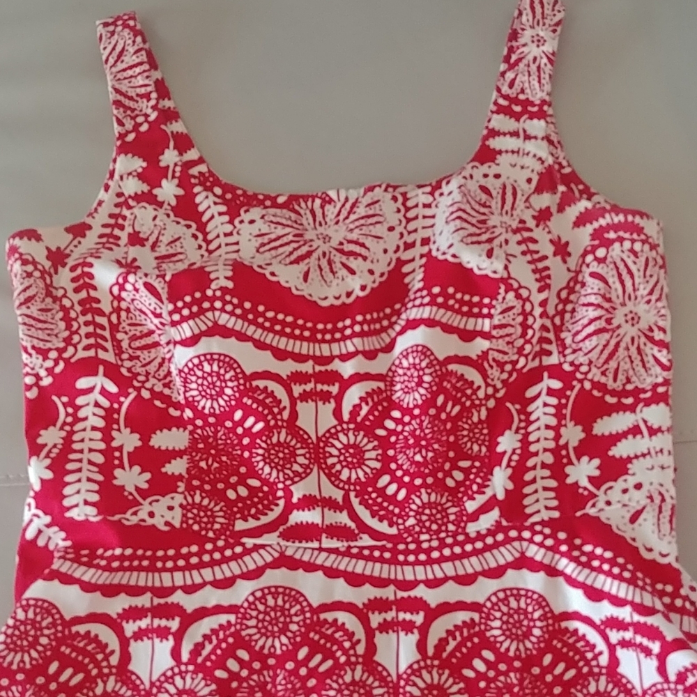 Breakin' Loose Red Print on White Dress Sz 10 - Picture 3 of 9